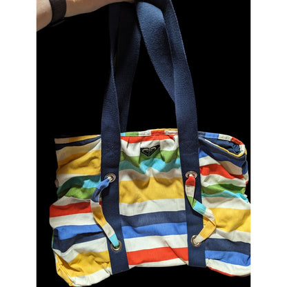 Retro Roxy Striped Canvas Beachy Tote Bag