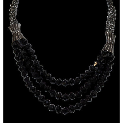 Glam Goth Multilayer Glass Beaded Necklace