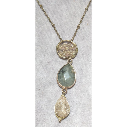 Gemstone Druzy Multilayer Charm Necklace