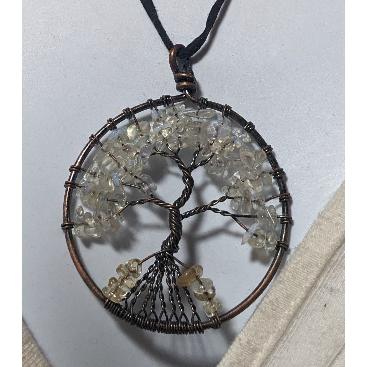 Moonstone Chip Tree Of Life Pendant Necklace