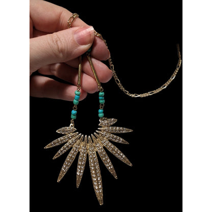 Southwestern Sunburst Rhinestone Pendant Necklace