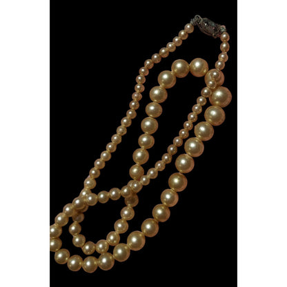 Vintage Gold Graduated Faux Pearl Necklace