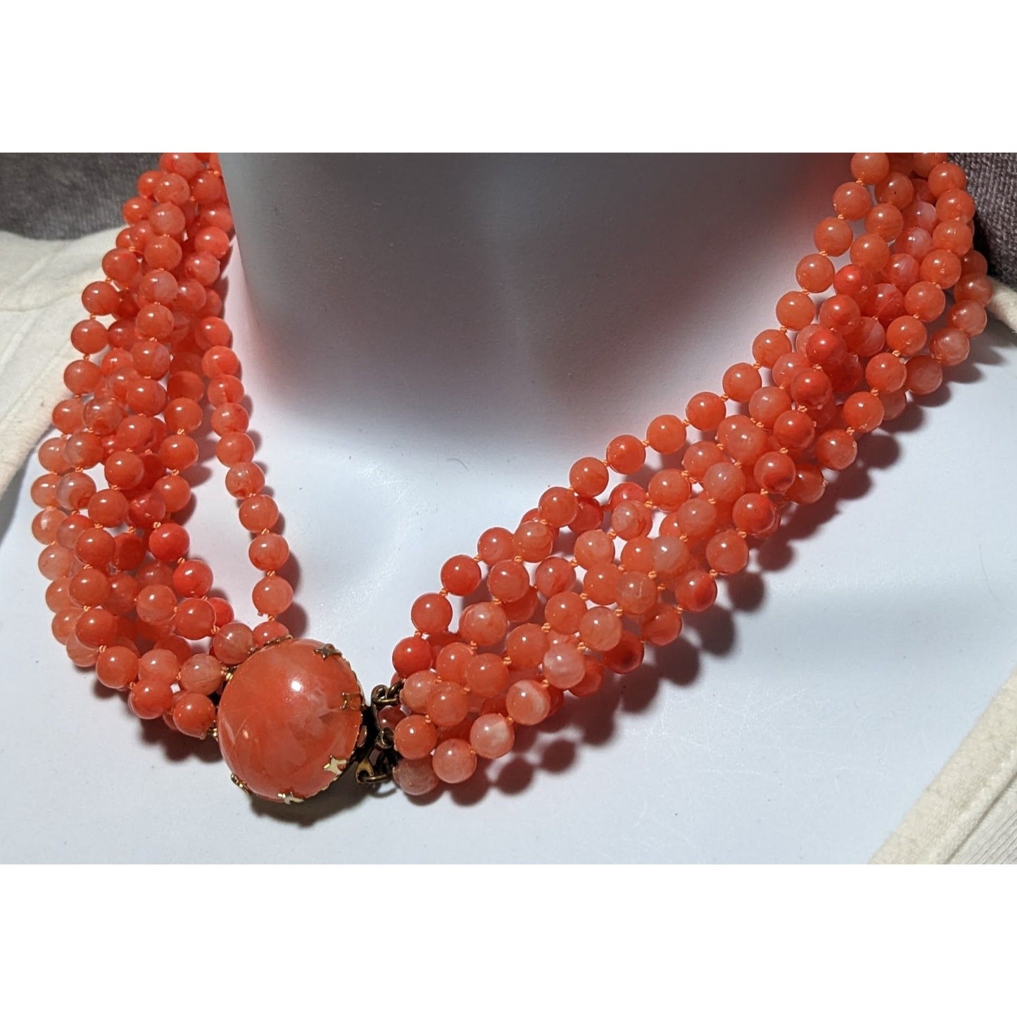 Vintage Salmon Beaded Necklace