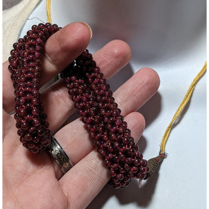 Vintage Bohemian Garnet Beaded  Necklace