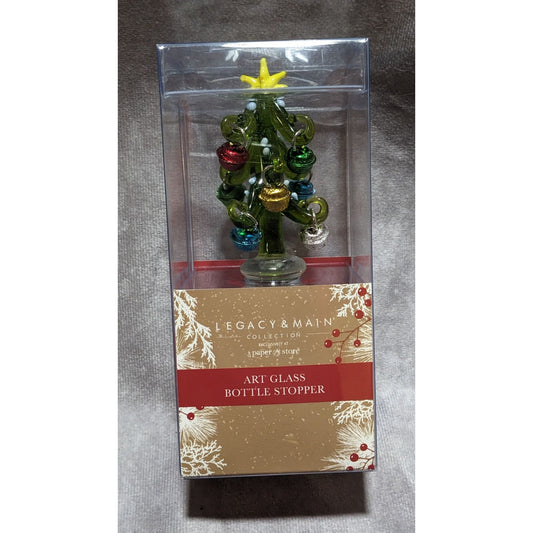 Legacy And Main Art Glass Christmas Tree Bottle Topper