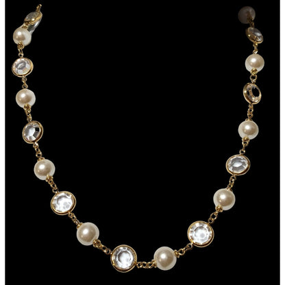 Vintage Napier Faux Pearl Gemmed Gold Necklace