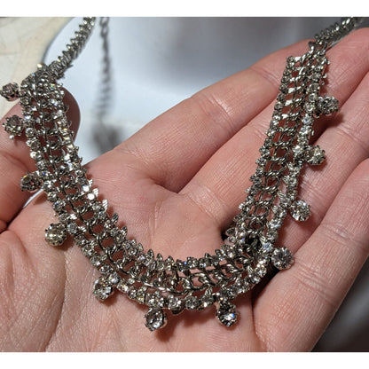 Elegant Silver Rhinestone Statement Necklace