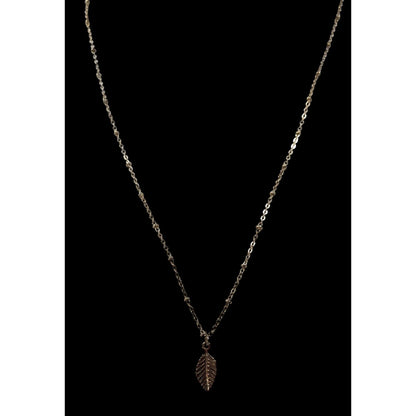 Minimalist Leaf Shaped Gold Tone Pendant Necklace