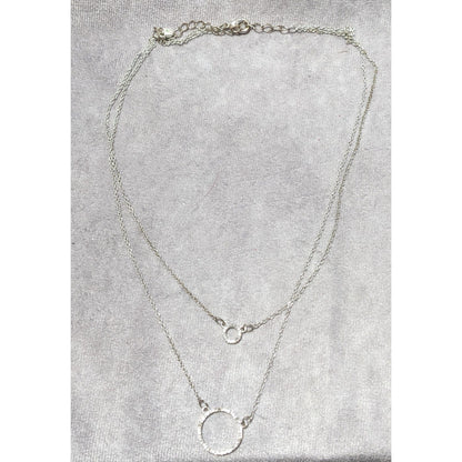 Liz Claiborne Silver Double Circle Necklace