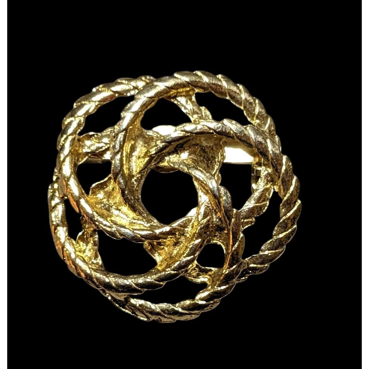 Vintage Gold Tone Braided Texture Knot Brooch