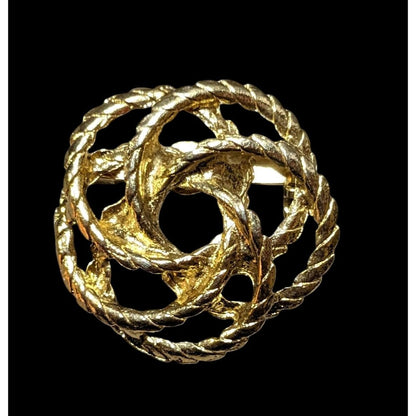 Vintage Gold Tone Braided Texture Knot Brooch