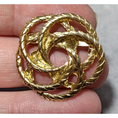 Vintage Gold Tone Braided Texture Knot Brooch