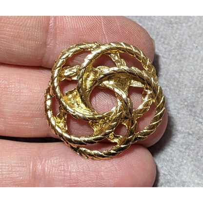 Vintage Gold Tone Braided Texture Knot Brooch