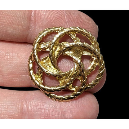 Vintage Gold Tone Braided Texture Knot Brooch