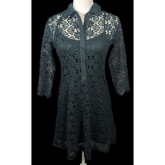 Zara Basic Collection Gothic Black Floral Overlay Dress Size Mediumj