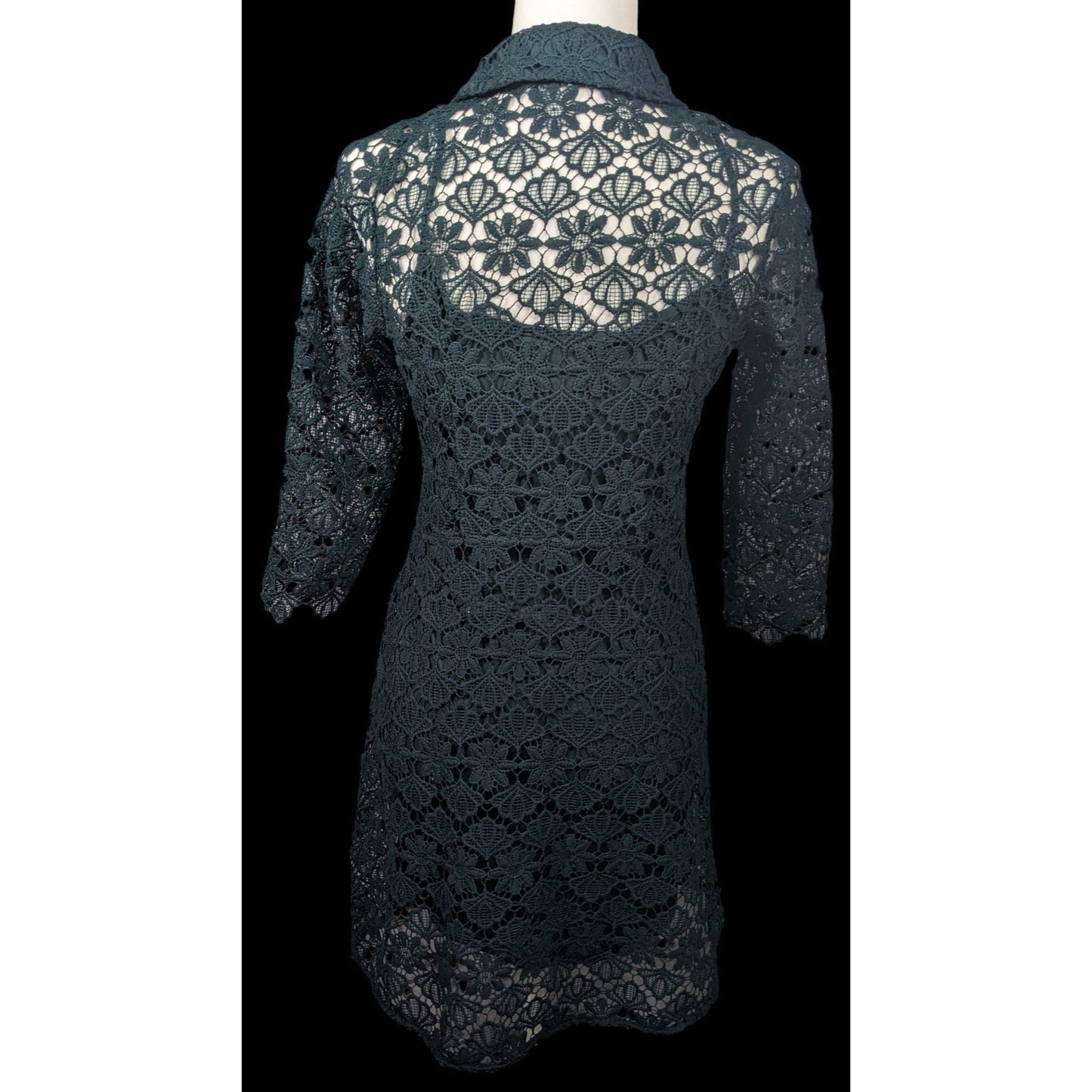 Zara Basic Collection Gothic Black Floral Overlay Dress Size Mediumj