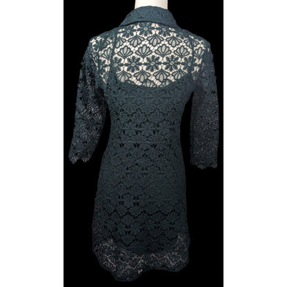 Zara Basic Collection Gothic Black Floral Overlay Dress Size Mediumj