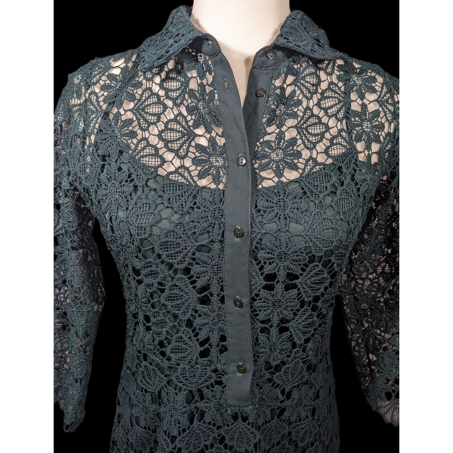 Zara Basic Collection Gothic Black Floral Overlay Dress Size Mediumj