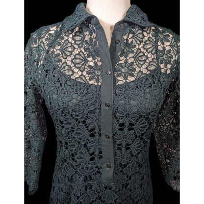 Zara Basic Collection Gothic Black Floral Overlay Dress Size Mediumj