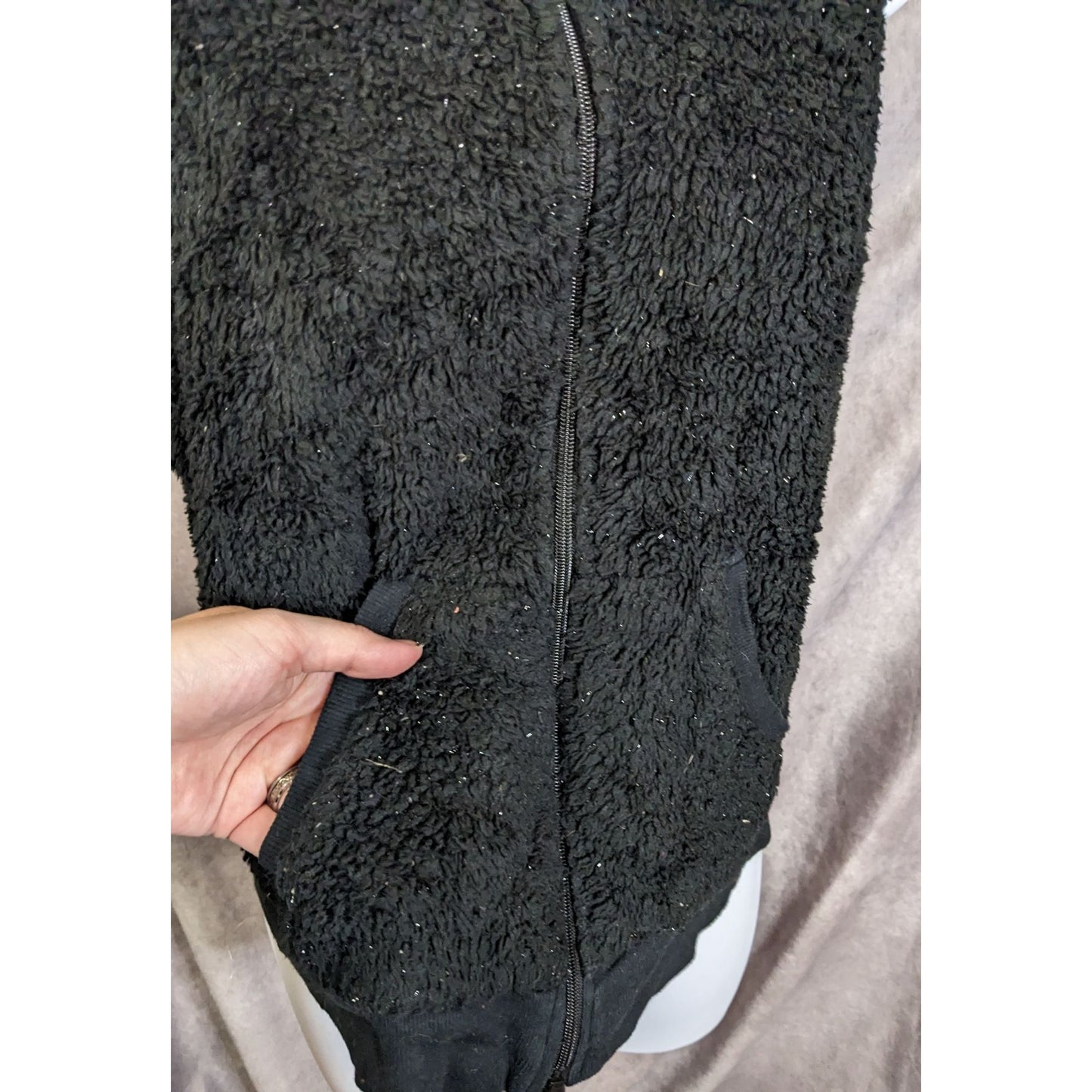 Circo Black Sparkle Sherpa Bear Hooded Vest