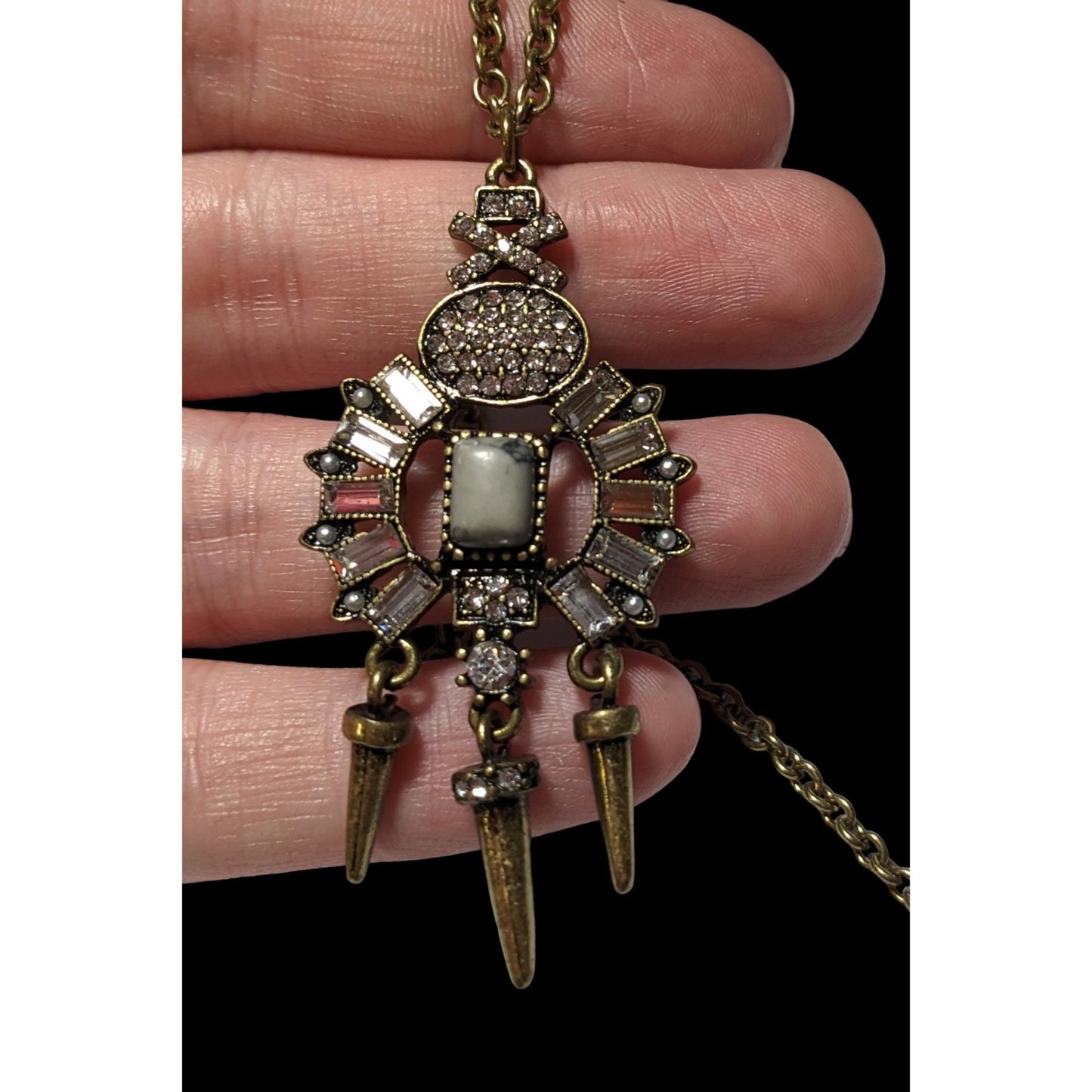 Chandelier Spike Gemmed Pendant Necklace