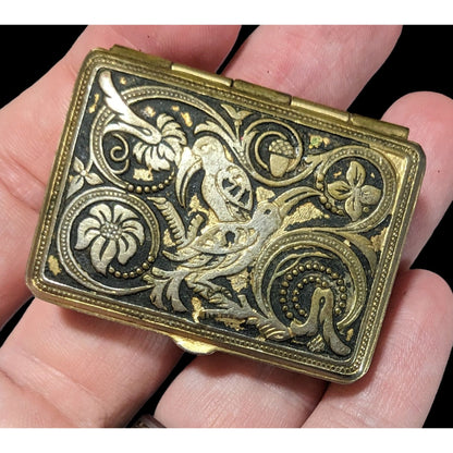 Vintage Floral Damascene Pillbox