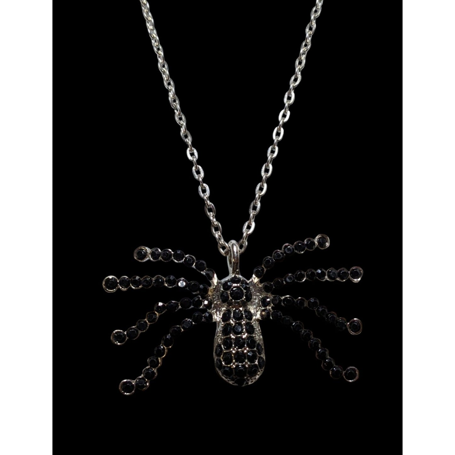 Witchy Gothic Rhinestone Spider Pendant Necklace