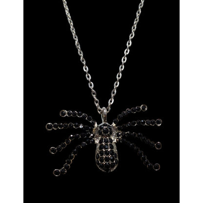 Witchy Gothic Rhinestone Spider Pendant Necklace