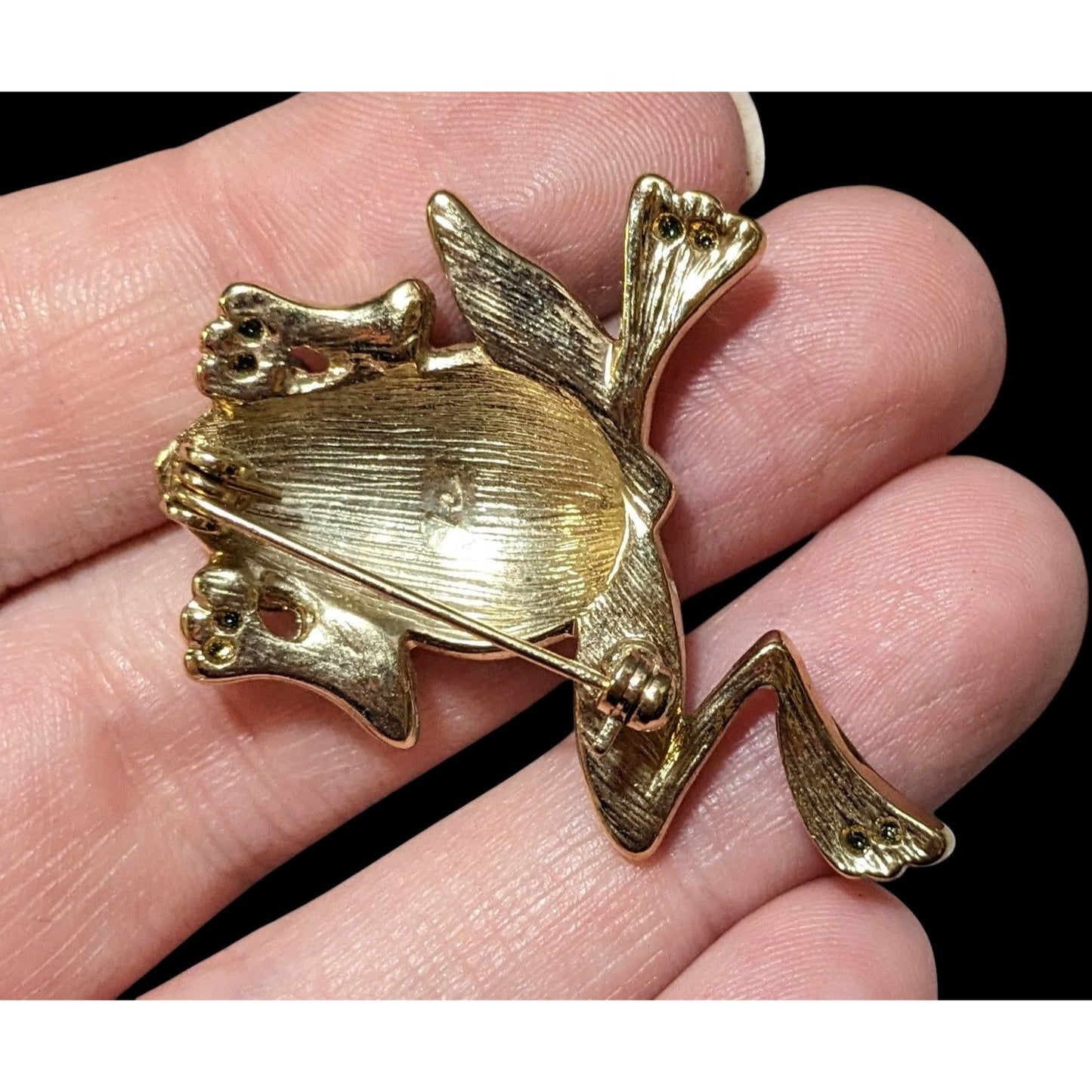 Vintage Liz Claiborne Rhinestone Enamel Frog Brooch