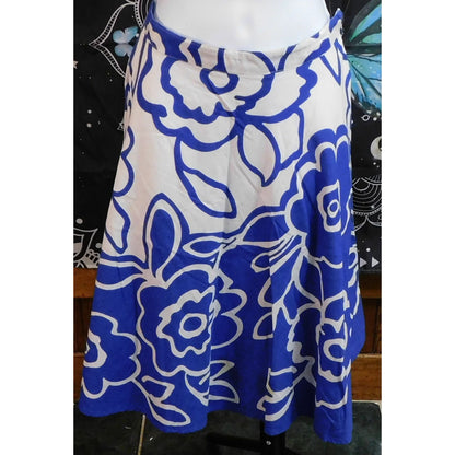 Apollo Blue And White Floral Midi Skirt