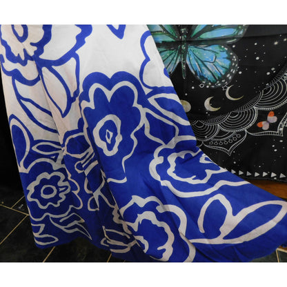 Apollo Blue And White Floral Midi Skirt