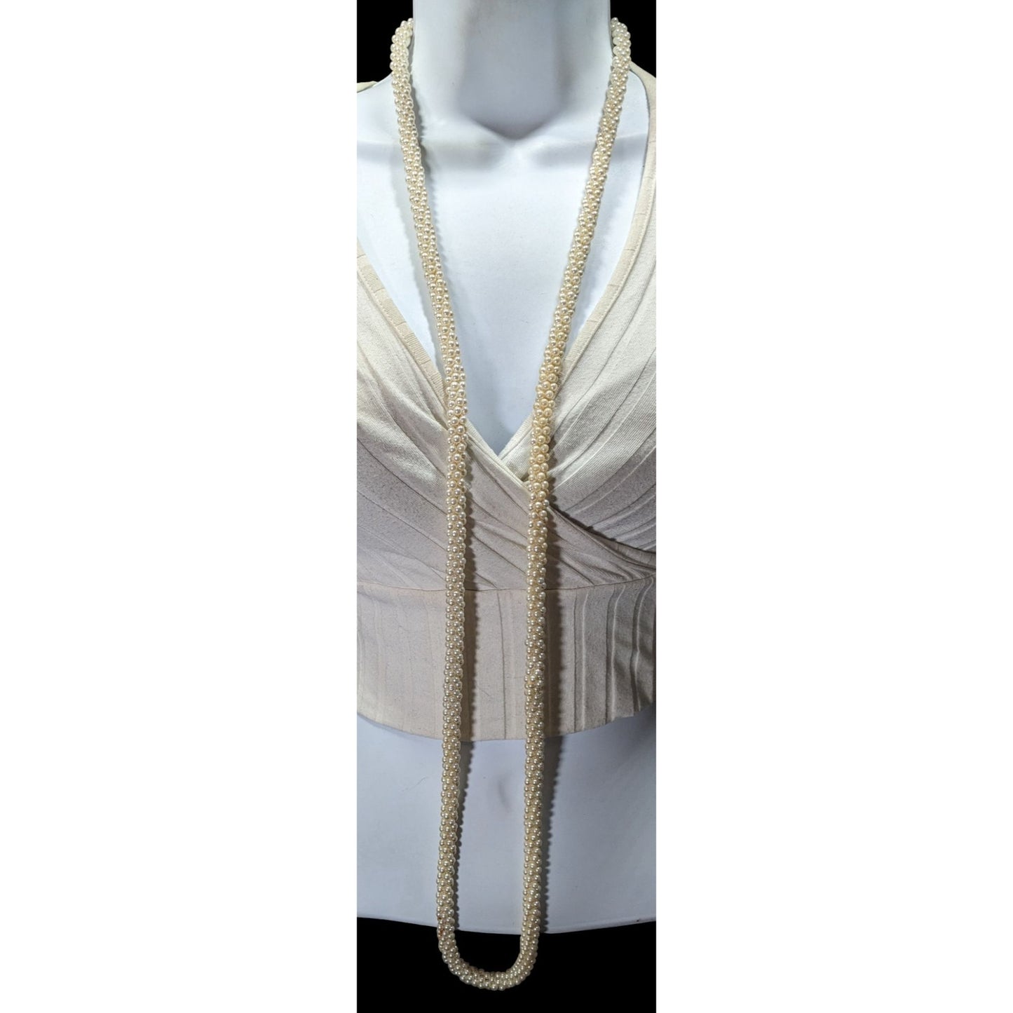 Vintage Elegant Faux Pearl Beaded Rope Necklace