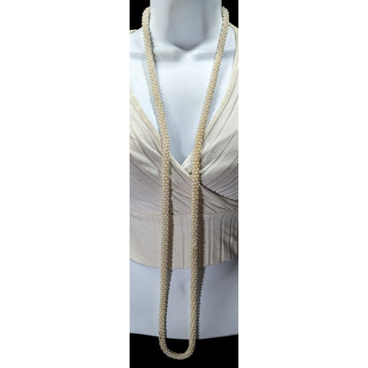Vintage Elegant Faux Pearl Beaded Rope Necklace