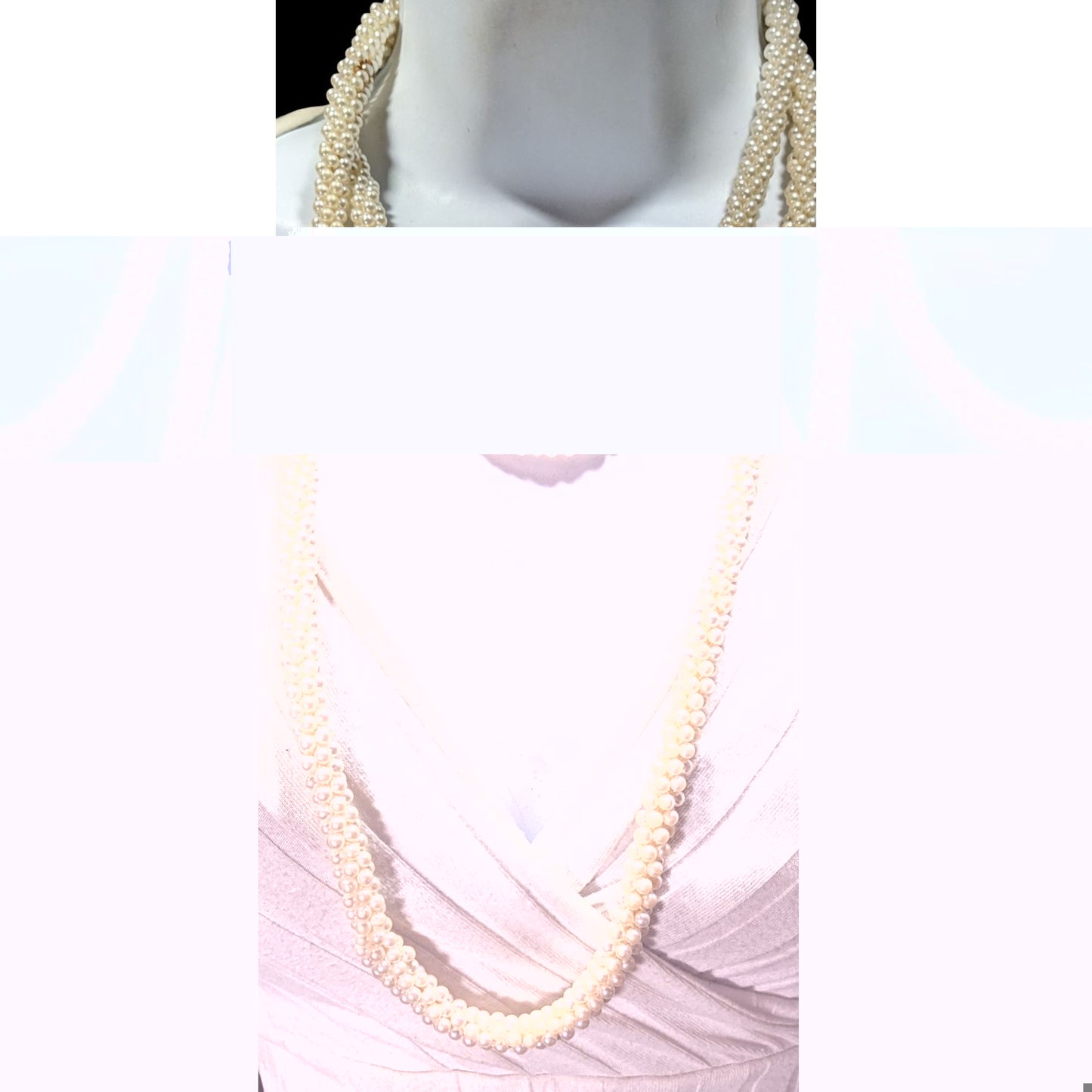 Vintage Elegant Faux Pearl Beaded Rope Necklace