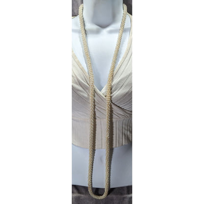 Vintage Elegant Faux Pearl Beaded Rope Necklace