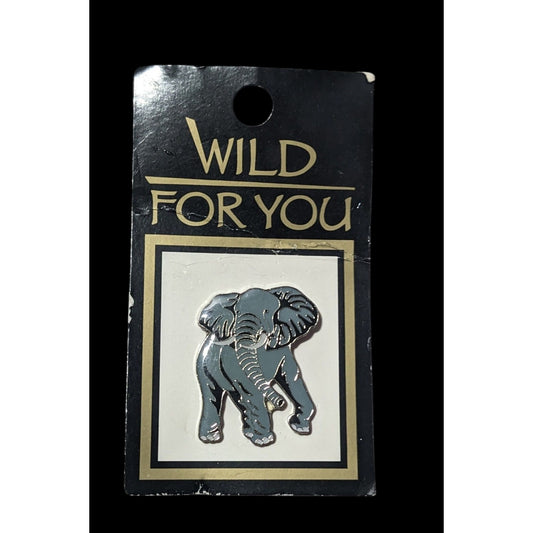 Wildlife Inspired Elephant Silver Tone Grey Enamel Filled Lapel Pin