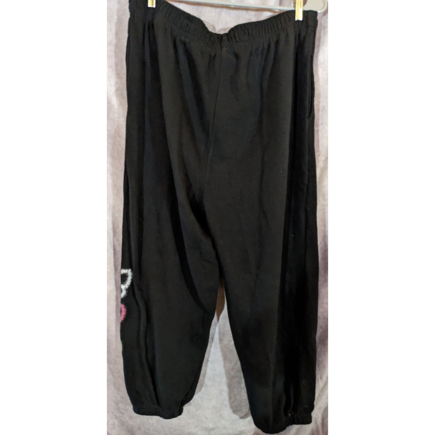 No Boundaries Black Joggers With Colorful Butterfly Designs XL 27" Inseam Elastic Waist Teen Girls