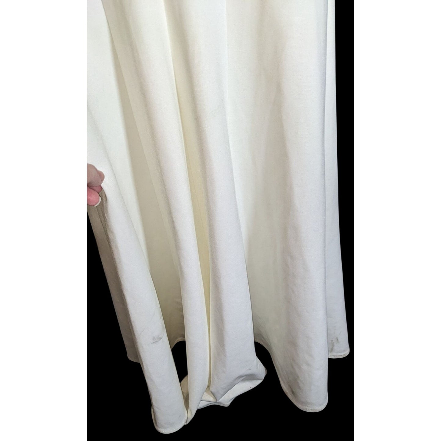 Cream Fishtail Gown With Gold Embellished Straps & Beaded Cutout Waistline - XS