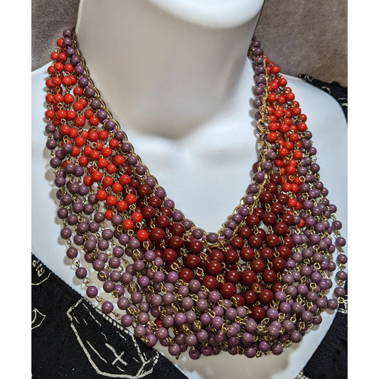 Vintage Bohemian Multicolor Beaded Statement Necklace