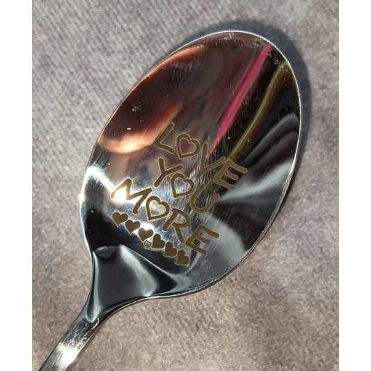 Romantic Love You More Engraved Spoon Silver Tone Gift Boxed Anniversary Gift