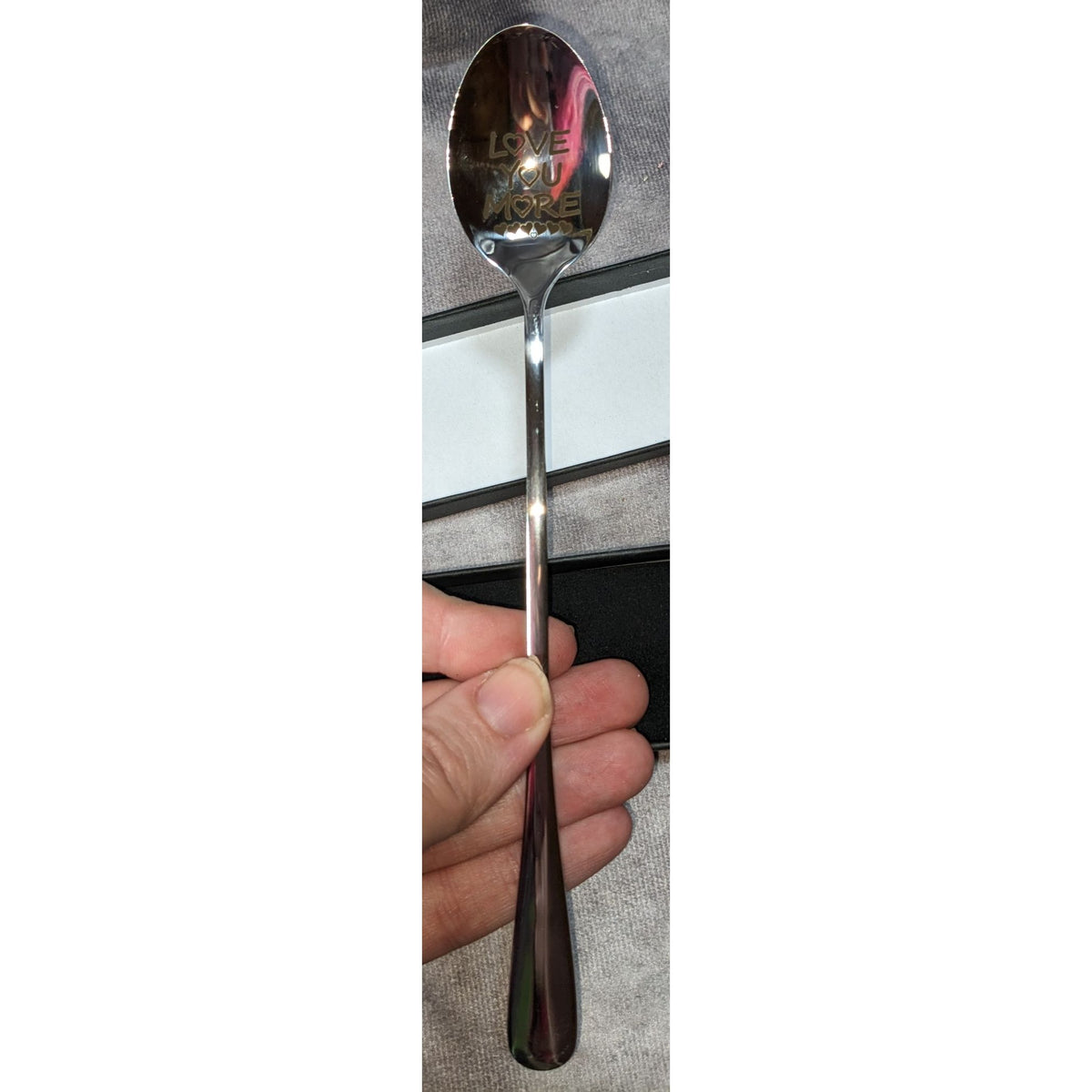 Romantic Love You More Engraved Spoon Silver Tone Gift Boxed Anniversary Gift