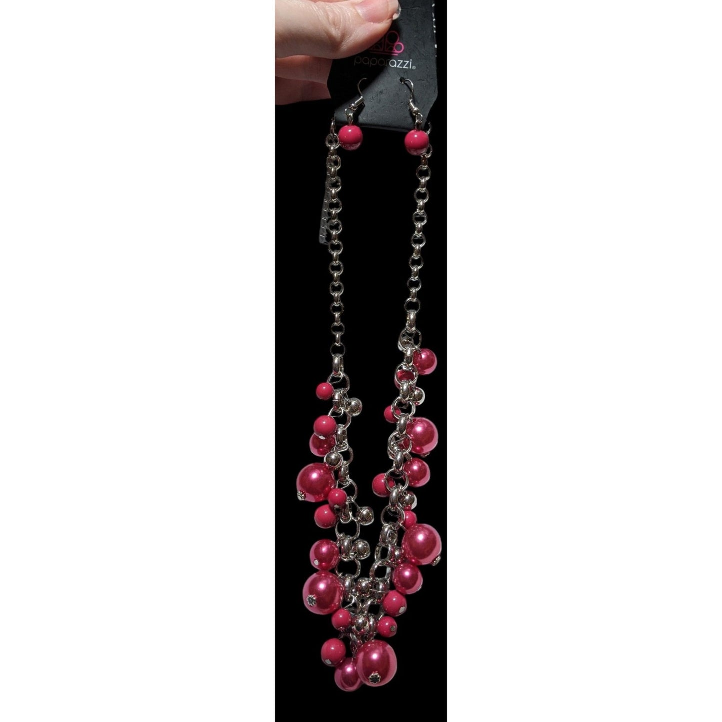 Paparazzi Pink And Silver Pearl Jewelry Set