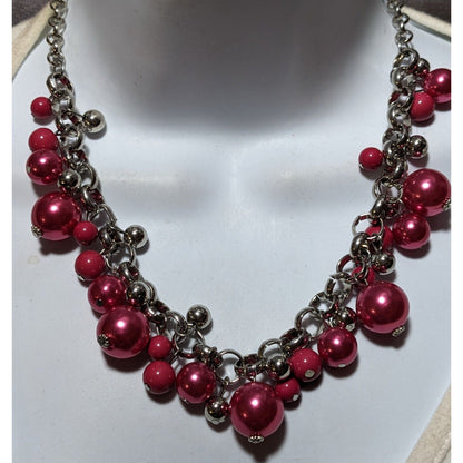 Paparazzi Pink And Silver Pearl Jewelry Set