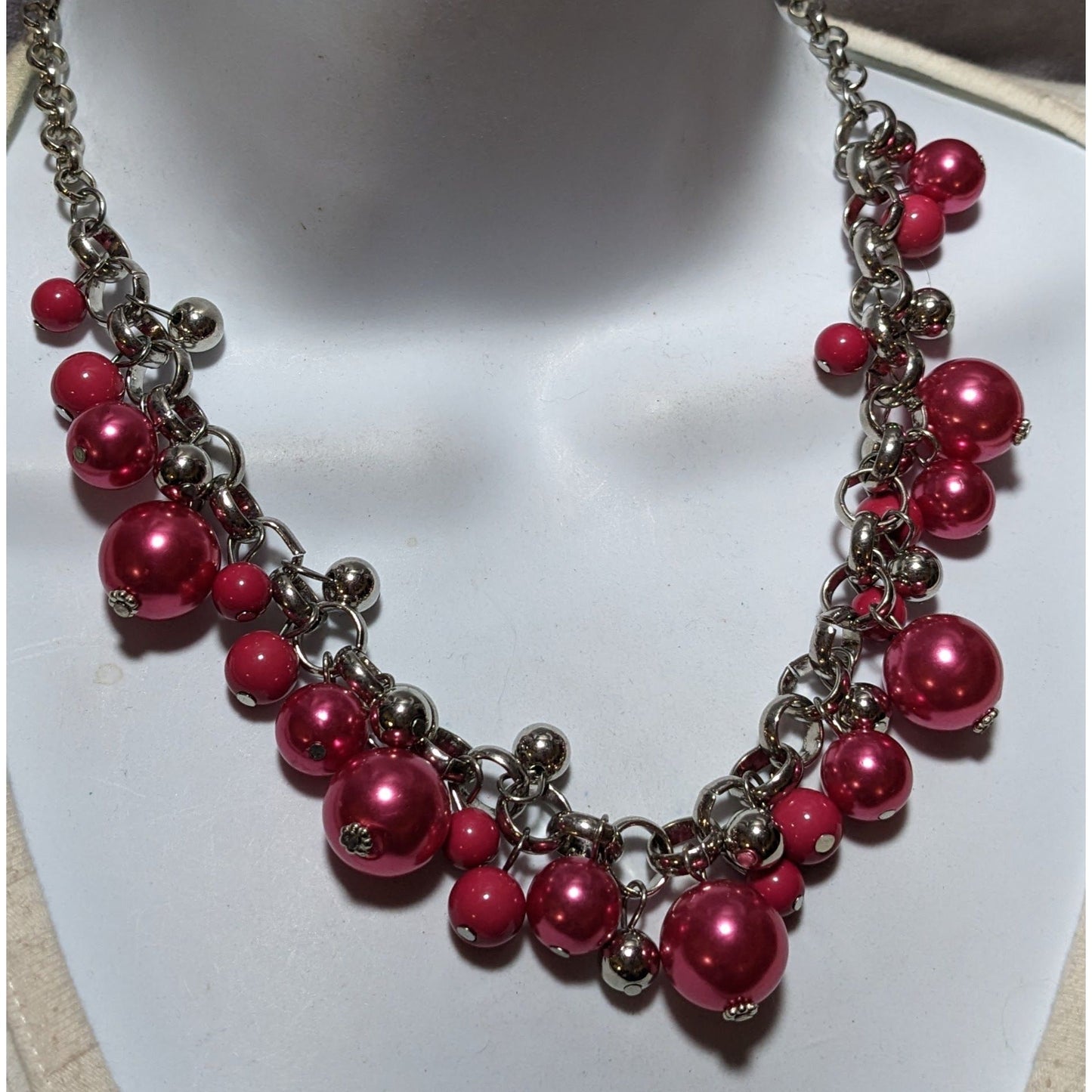 Paparazzi Pink And Silver Pearl Jewelry Set