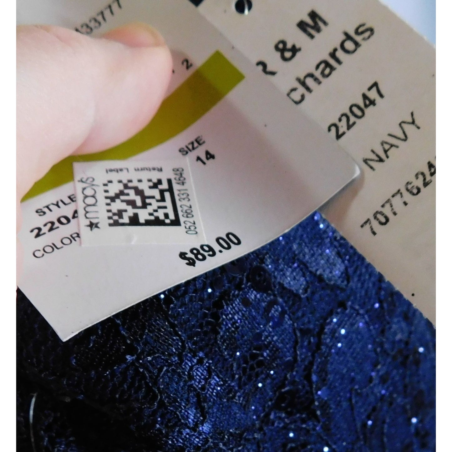 Nightway Sparkly Gothic Lace Dress In Dark Blue NWT