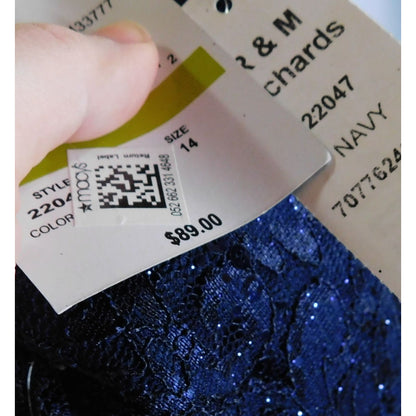 Nightway Sparkly Gothic Lace Dress In Dark Blue NWT