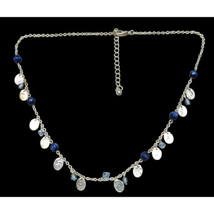 Preppy Classic Blue And Silver Tone Charm Necklace
