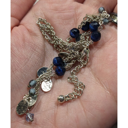 Preppy Classic Blue And Silver Tone Charm Necklace
