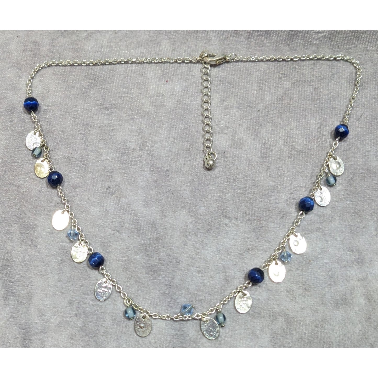 Preppy Classic Blue And Silver Tone Charm Necklace