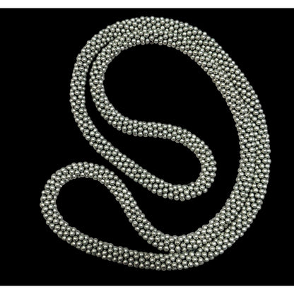 Vintage Elegant Silver Tone Beaded Rope Necklace